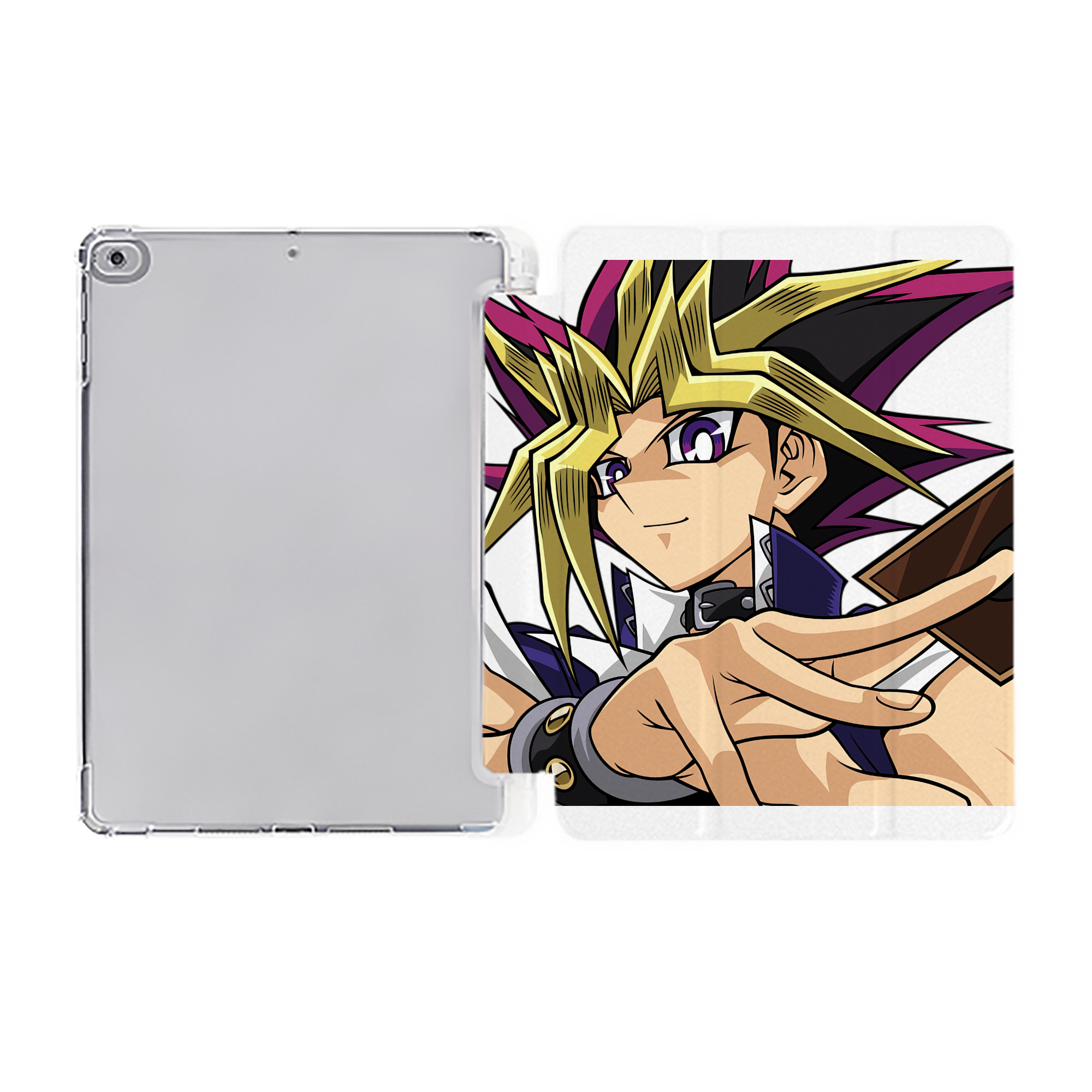 （画像用） 遊☆戯☆王 Yu-Gi-Oh! IPad ケース ペン収納付き 三つ折りスタンド PUレザー×シリコン 対応機種9.5/10.5/10.9インチ